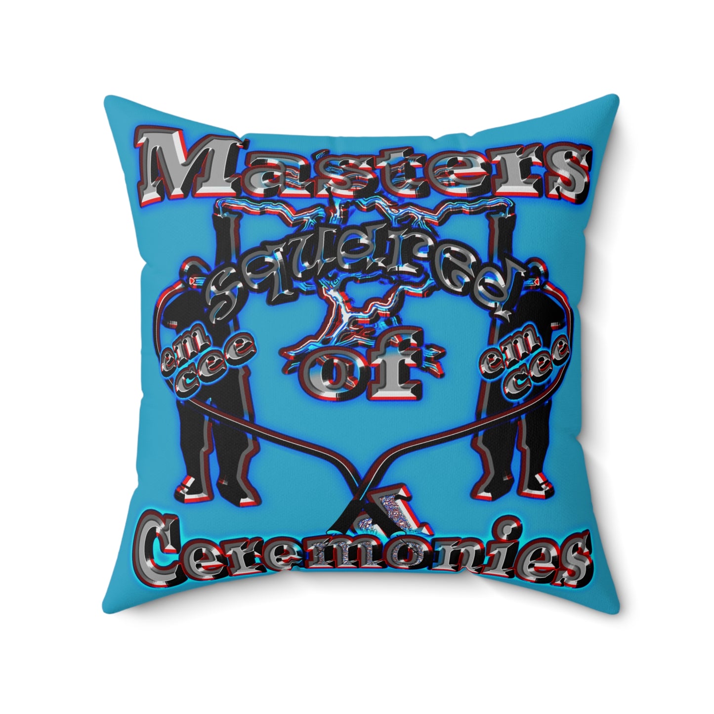 em cee squared - Spun Polyester Square Pillow - (turquoise)