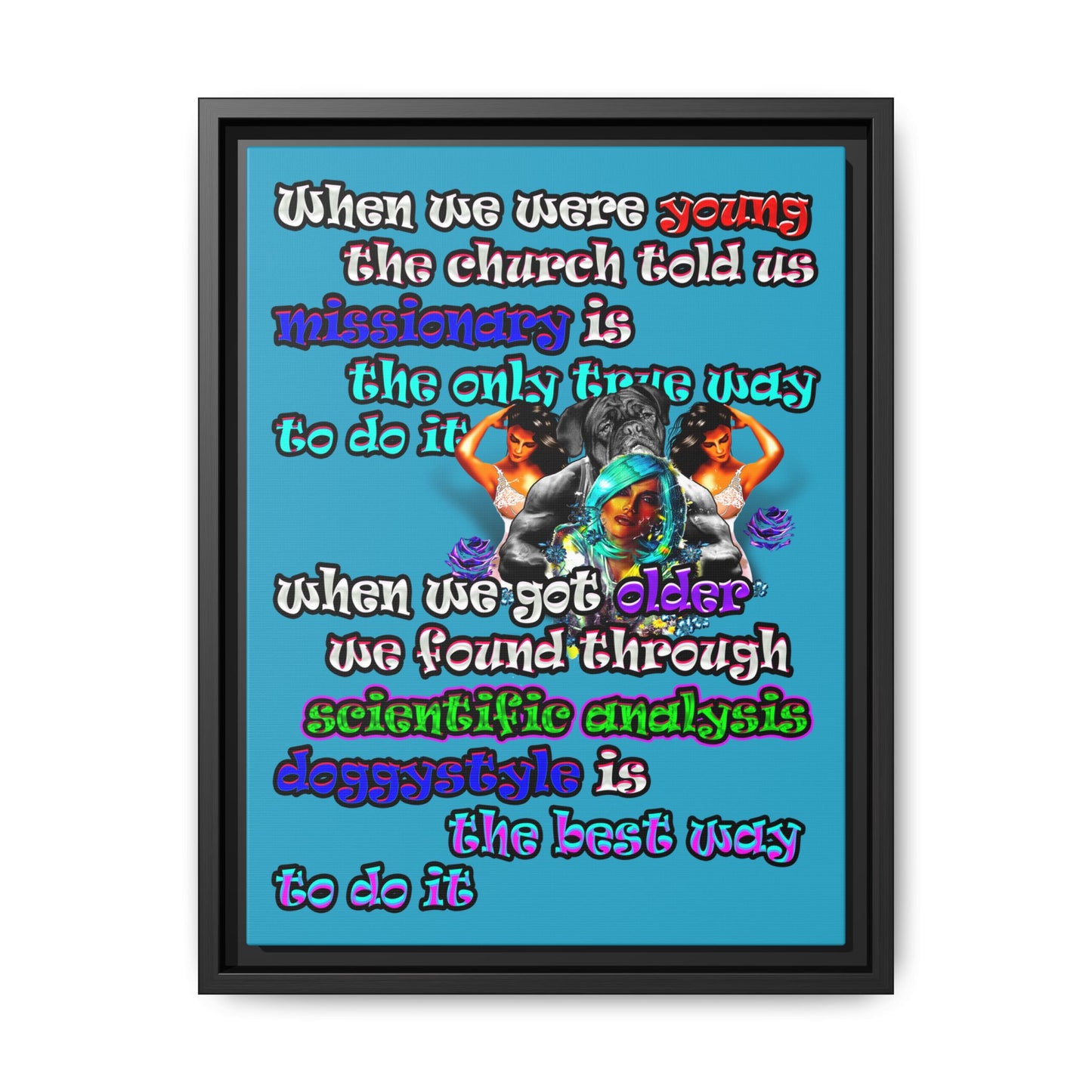 doggystyle - framed canvas art (turquoise)