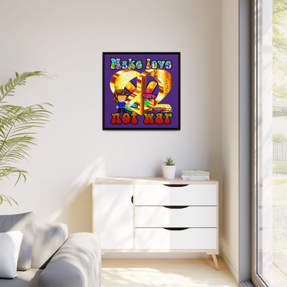 love peace - framed canvas art (purple)