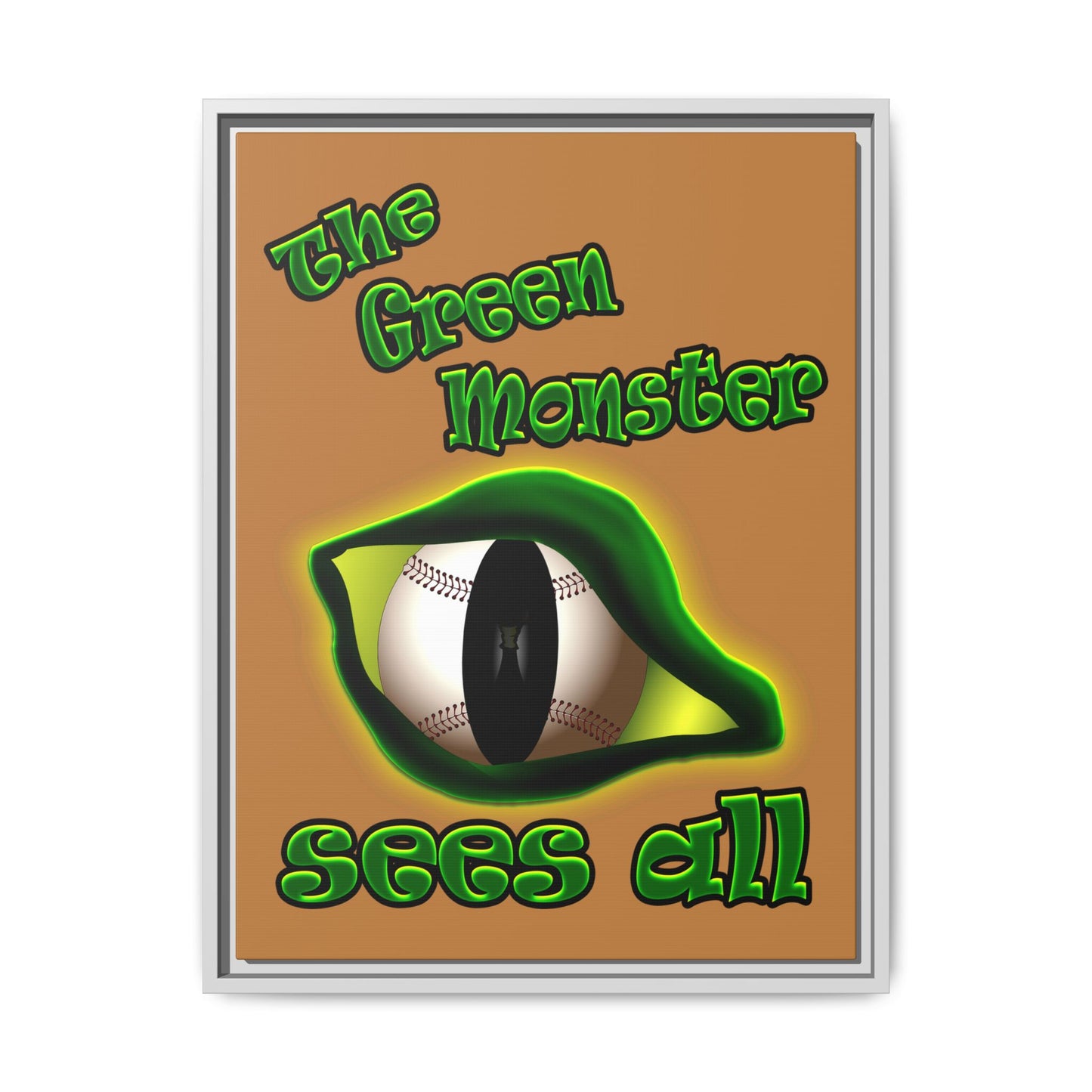green monster - framed canvas art (light brown)