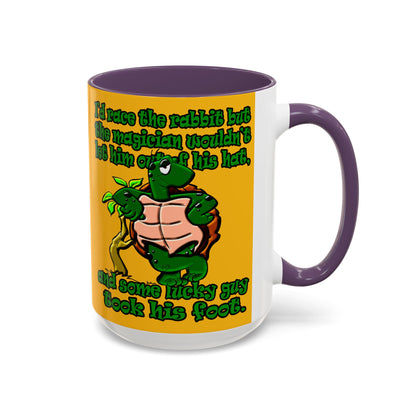 turtle race - Accent Mug (yellow)