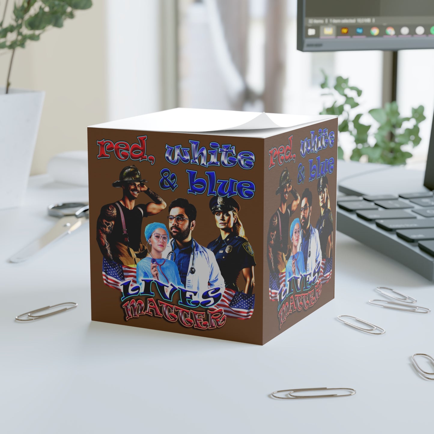 rw&b lives matter - note cube (brown)