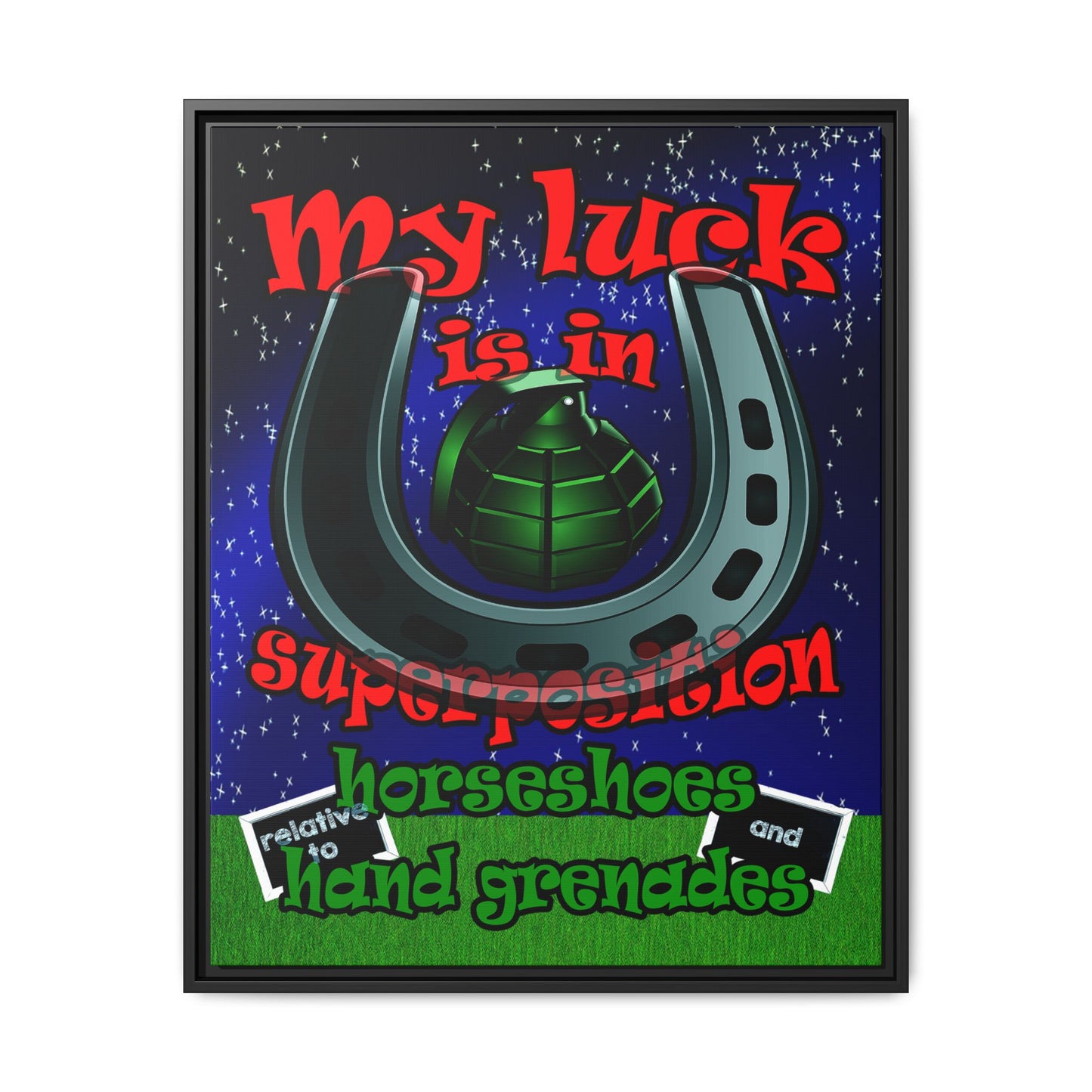 my luck - framed canvas art ('snoops' background)