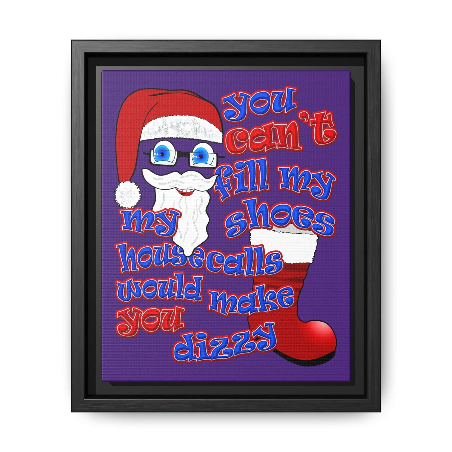 santa's shoes - framed canvas art (purple)