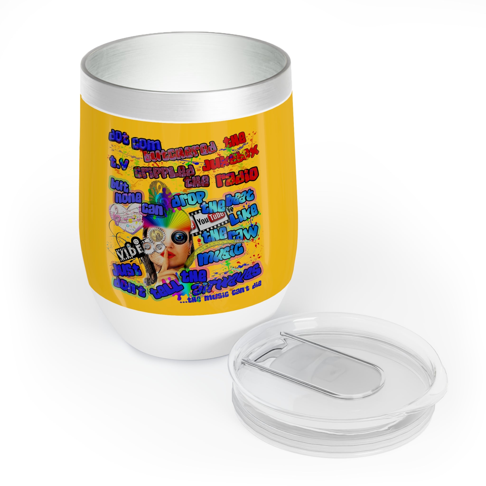 drop the beat - Chill Wine Tumbler (yellow)