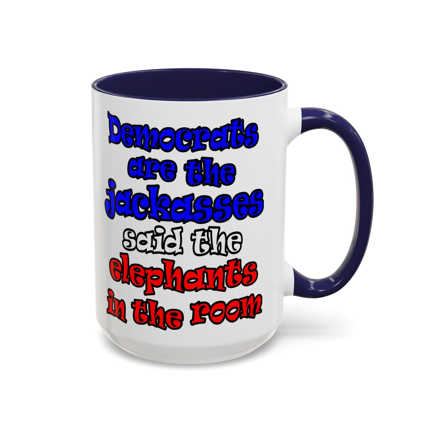 donkeys and elephants - Accent Mug (white)