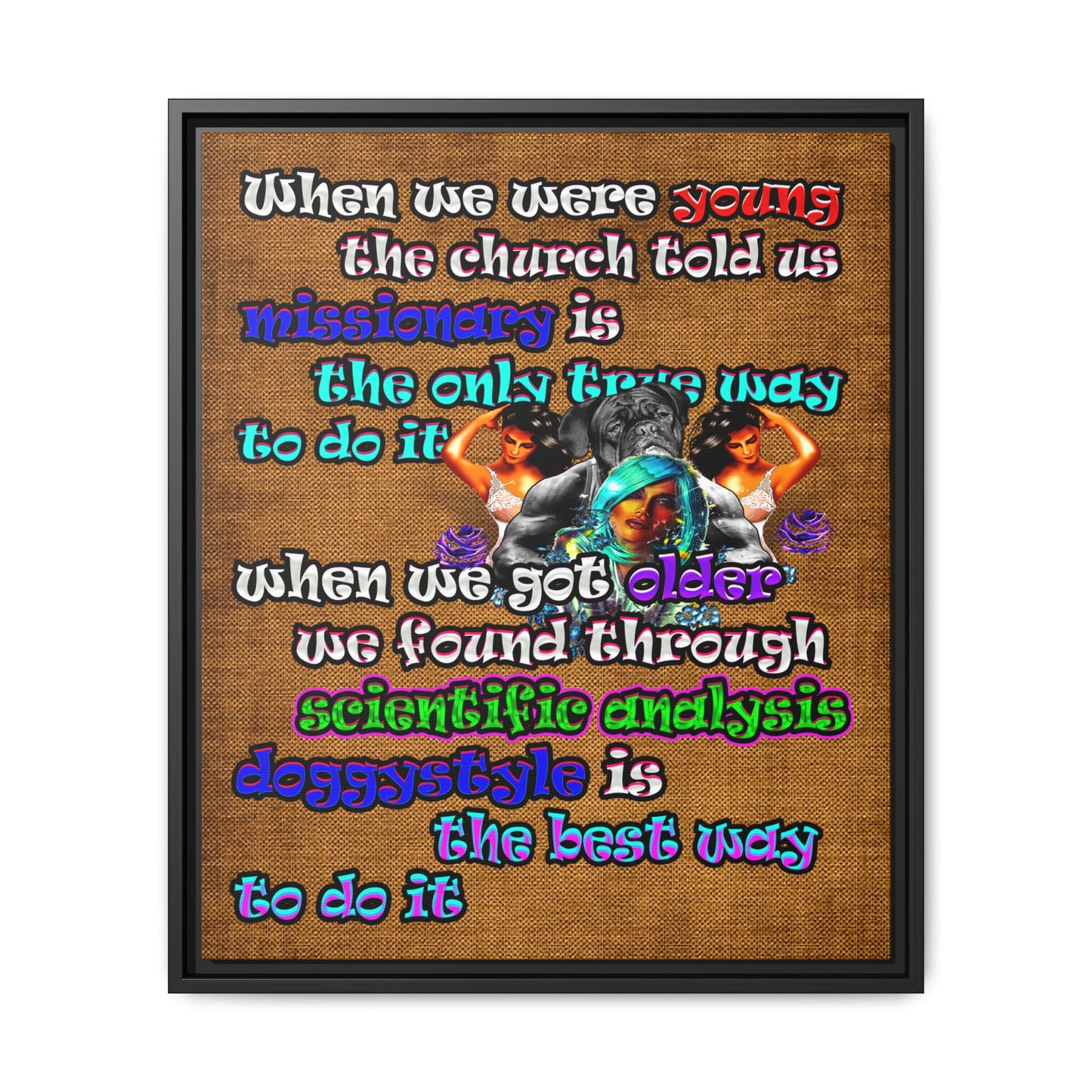 doggystyle - framed canvas art (brown papyrus)