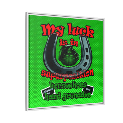 my luck - framed canvas art (logo green)