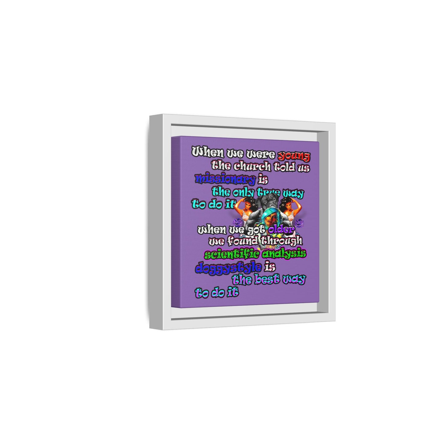 doggystyle - framed canvas art (light purple)
