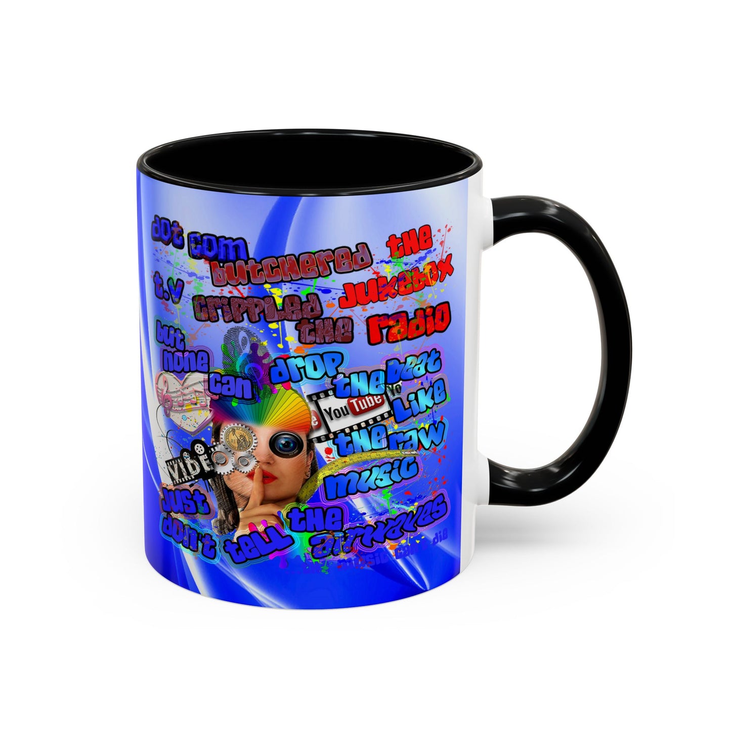 drop the beat - Accent Mug (blue-white wave)