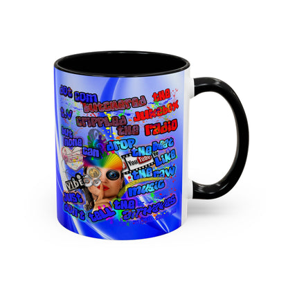 drop the beat - Accent Mug (blue-white wave)