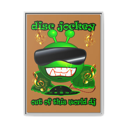 disc jockey - framed canvas art (light brown)