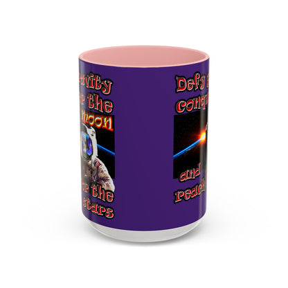 defy conquer reach - Accent Mug (purple)