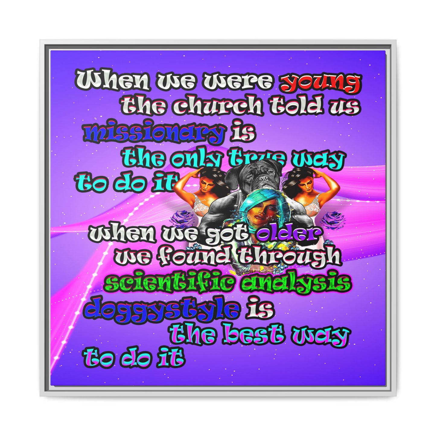 doggystyle - framed canvas art (purple-pink wave)
