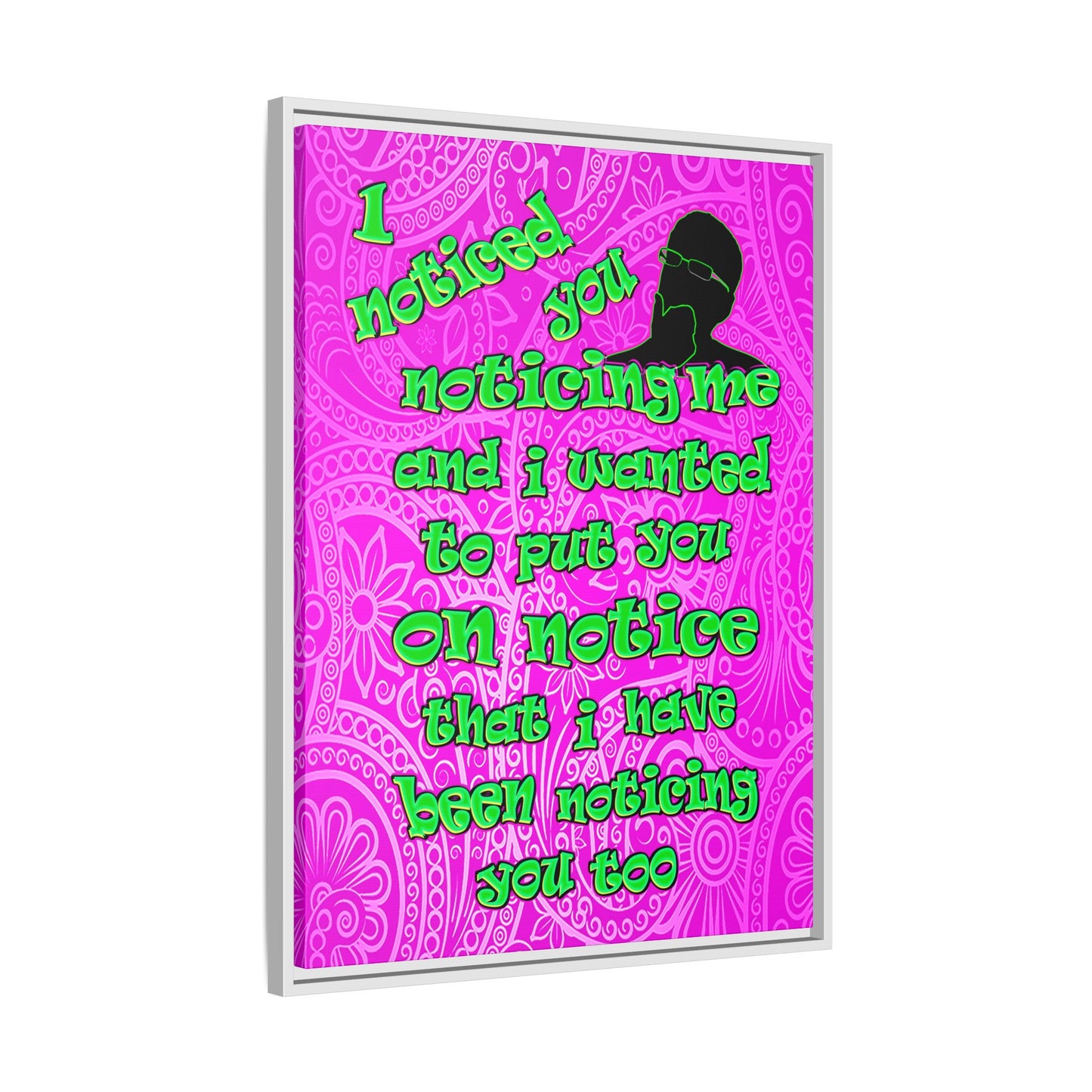 noticed you noticing - framed canvas art (pink swirl)
