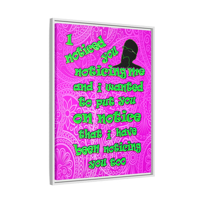 noticed you noticing - framed canvas art (pink swirl)