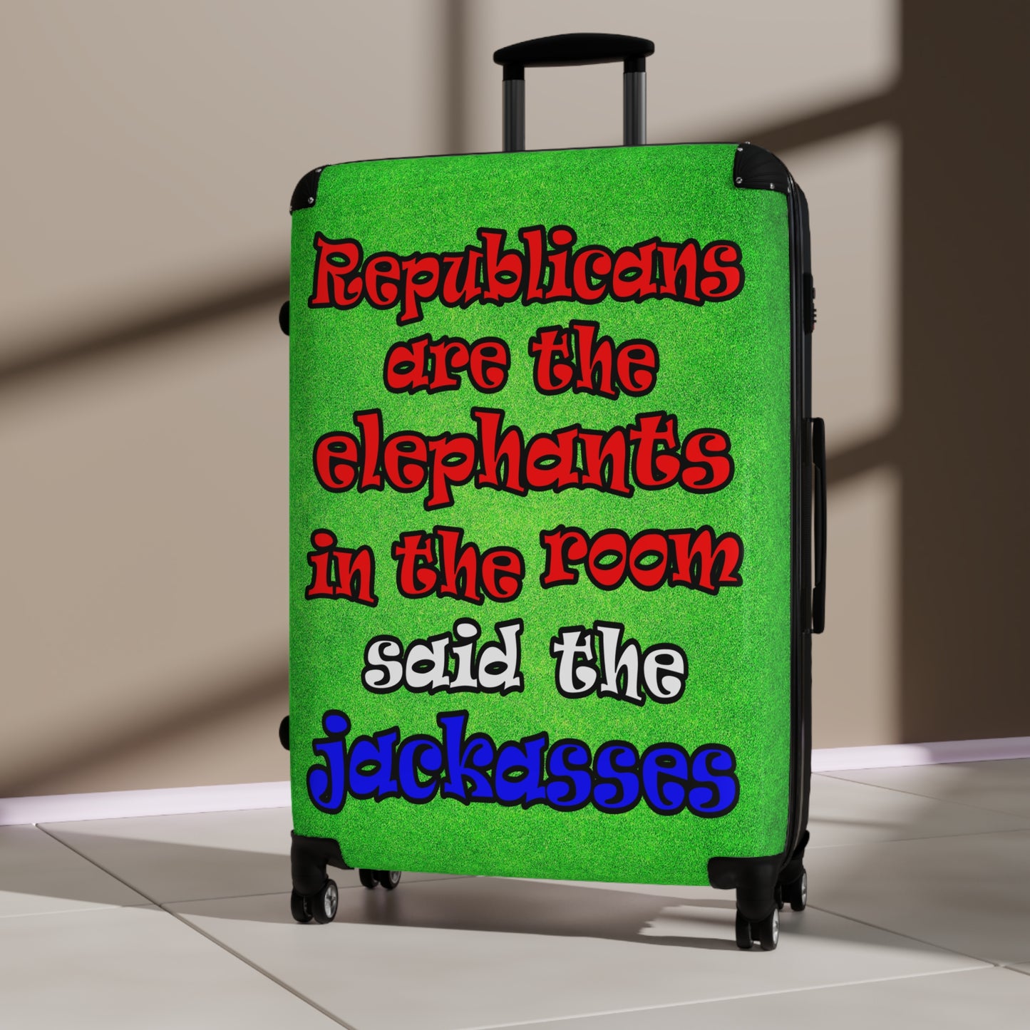 donkeys and elephants - Suitcase (green turf)