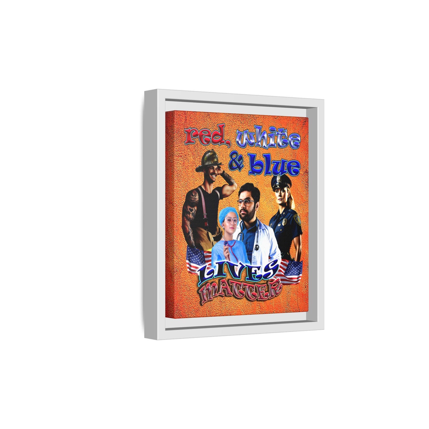 rw&b lives matter - framed canvas art (burnt orange)