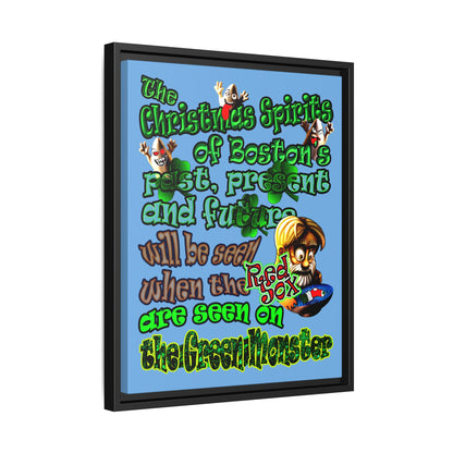 christmas spirits of boston - framed canvas art (light blue)