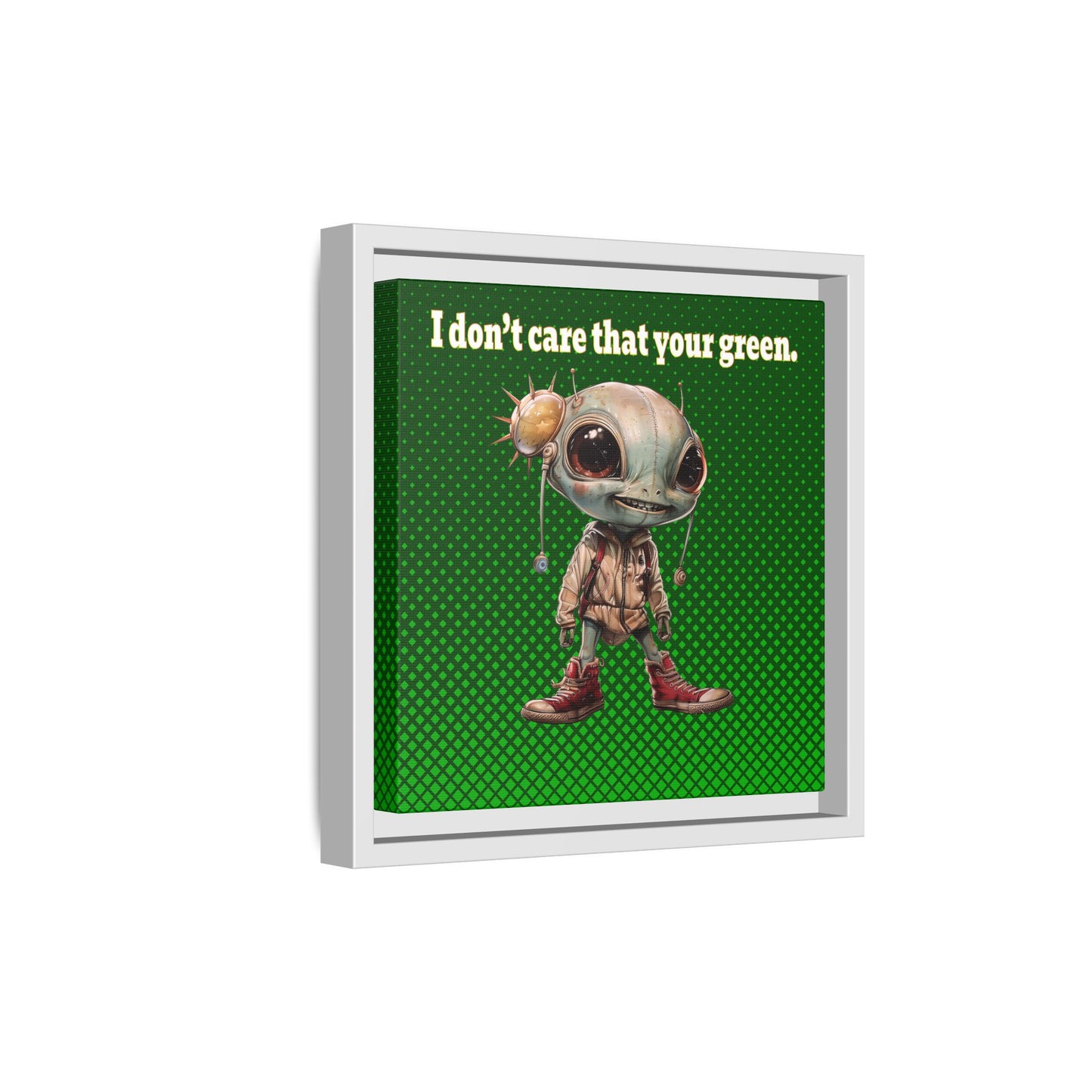 I don't care that your green - framed canvas art (logo green)