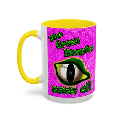 green monster - Accent Mug (pink swirl)