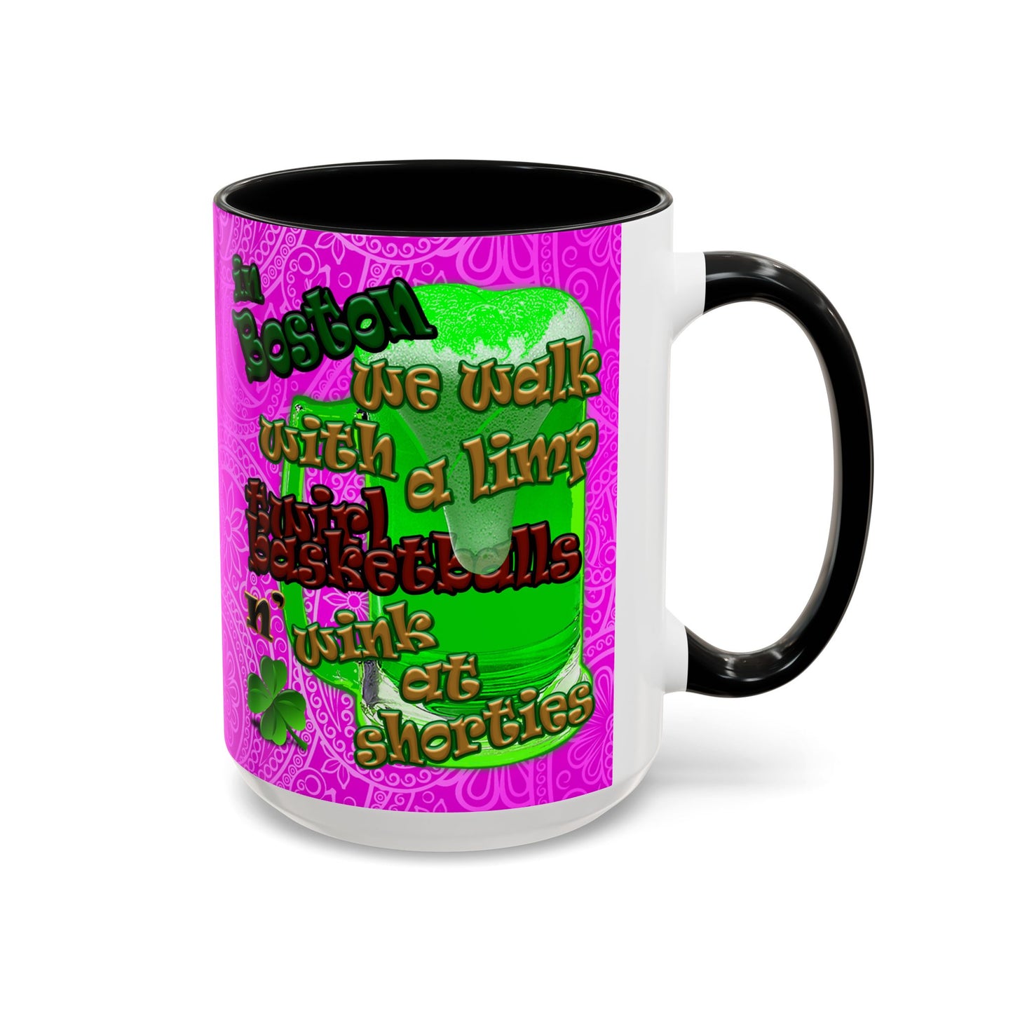 celtics logo - Accent Mug (pink swirl)