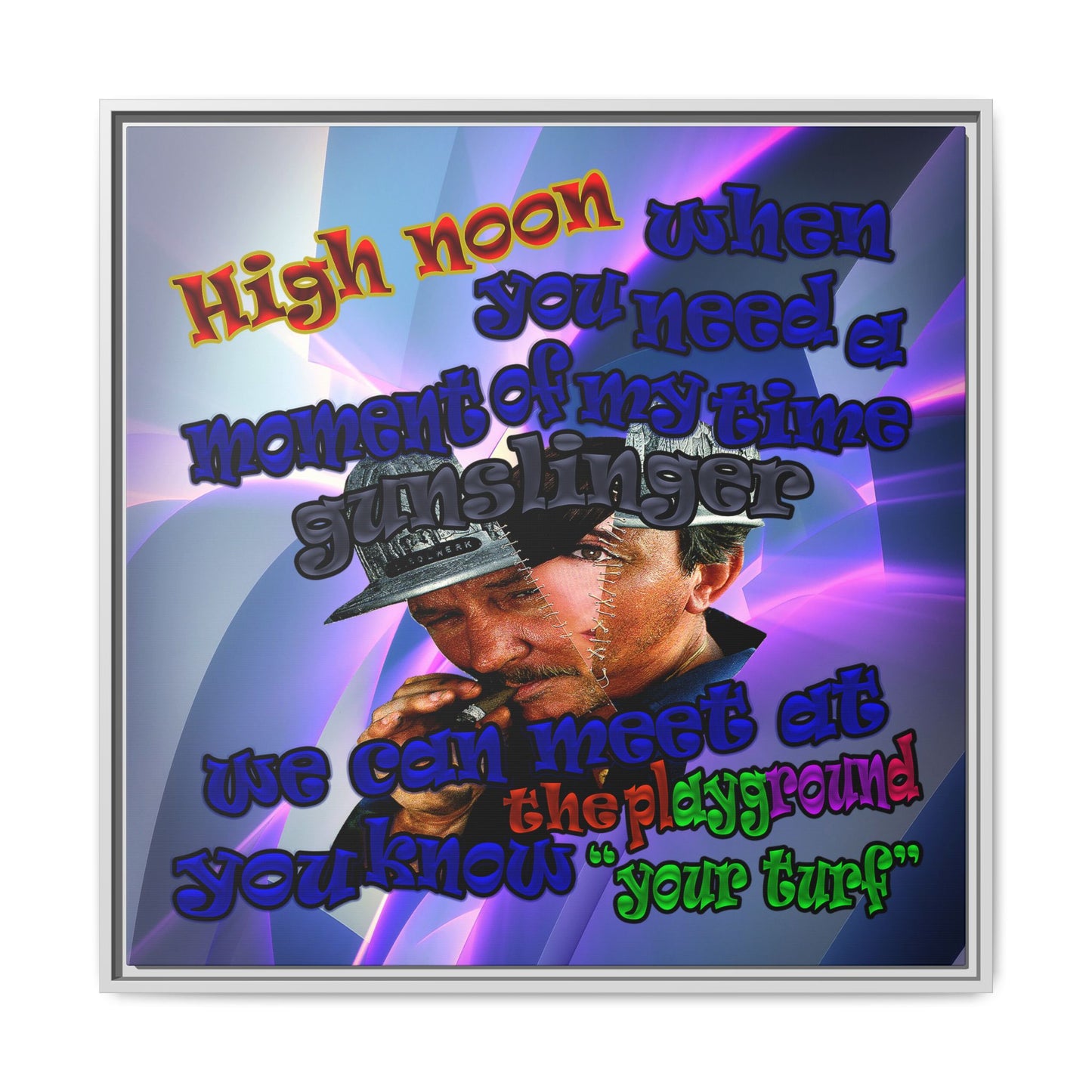 high noon - framed canvas art (grey-pink wave)