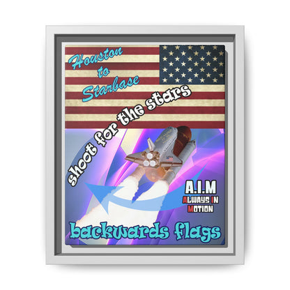 shoot for the stars - framed canvas art (grey-pink wave)