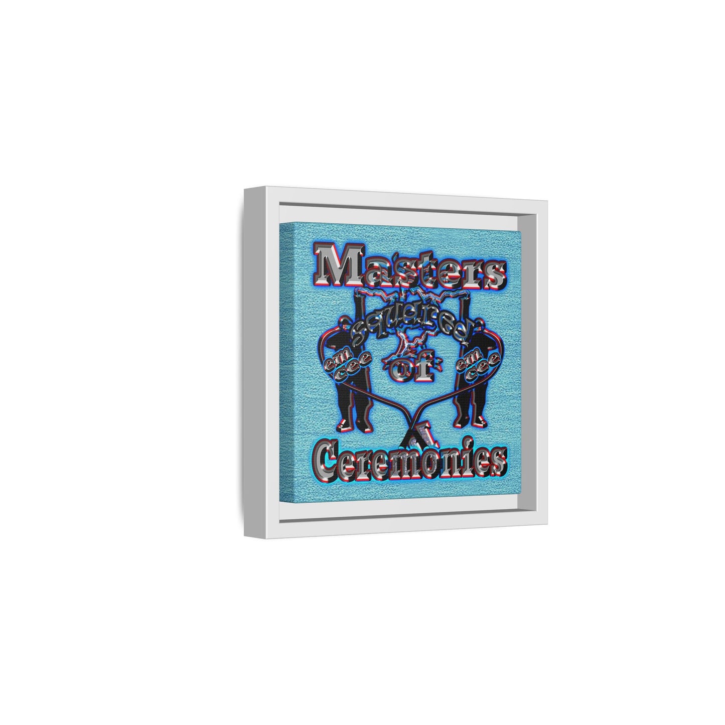 em cee squared - framed canvas art (faded blue)