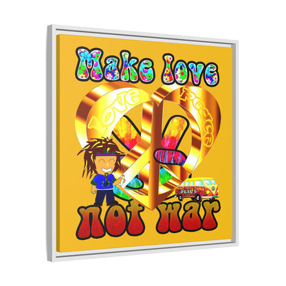 love peace - framed canvas art (yellow)