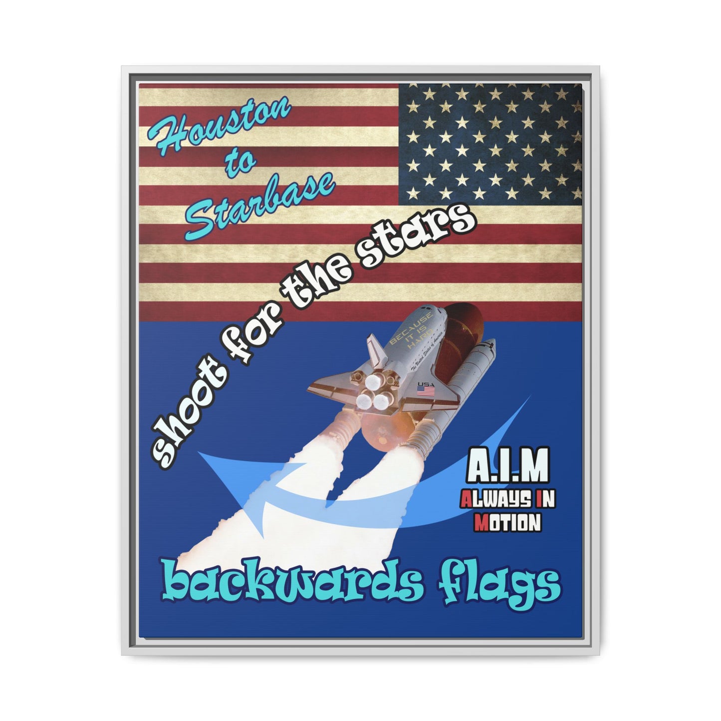 shoot for the stars - framed canvas art (dark blue)