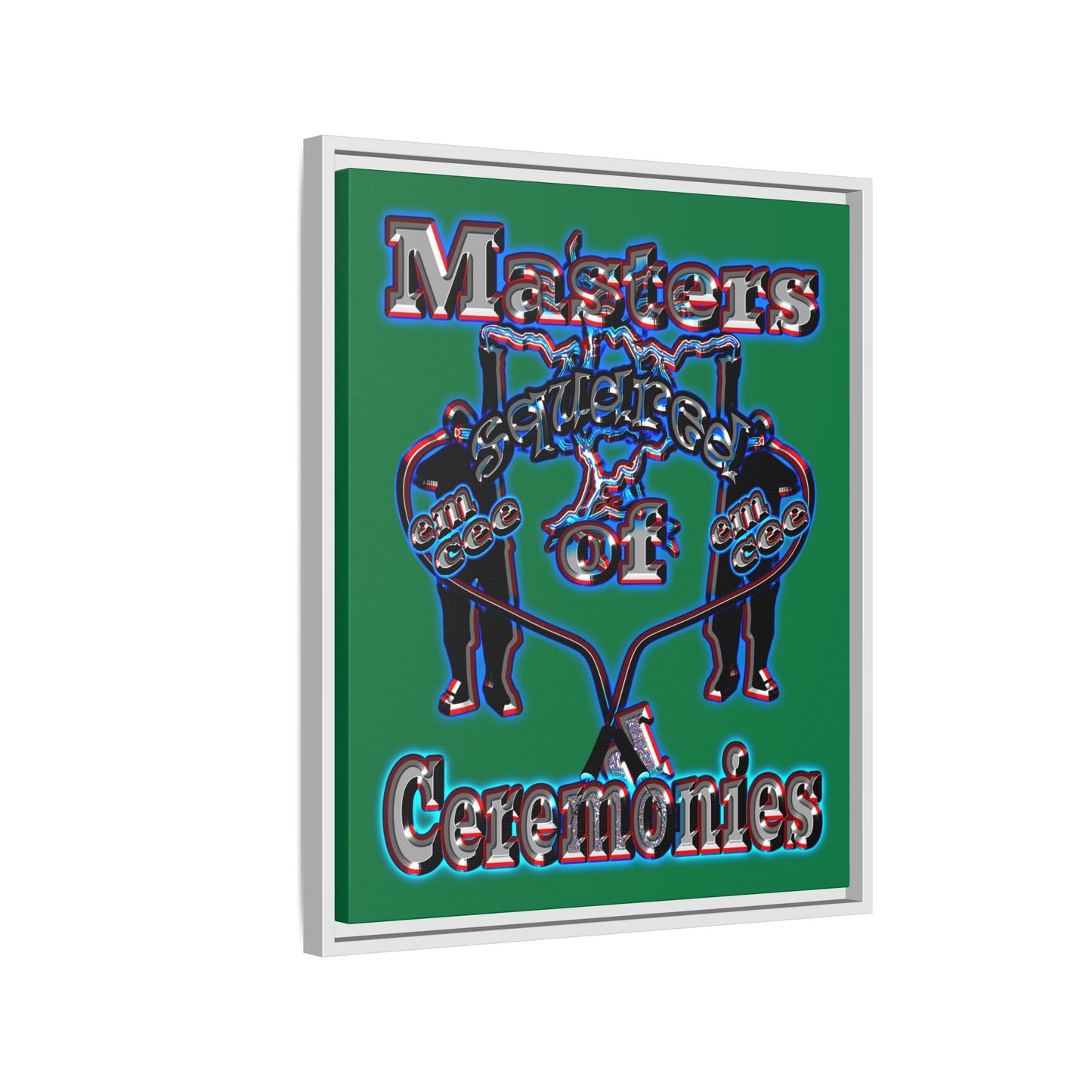 em cee squared - framed canvas art (dark green)