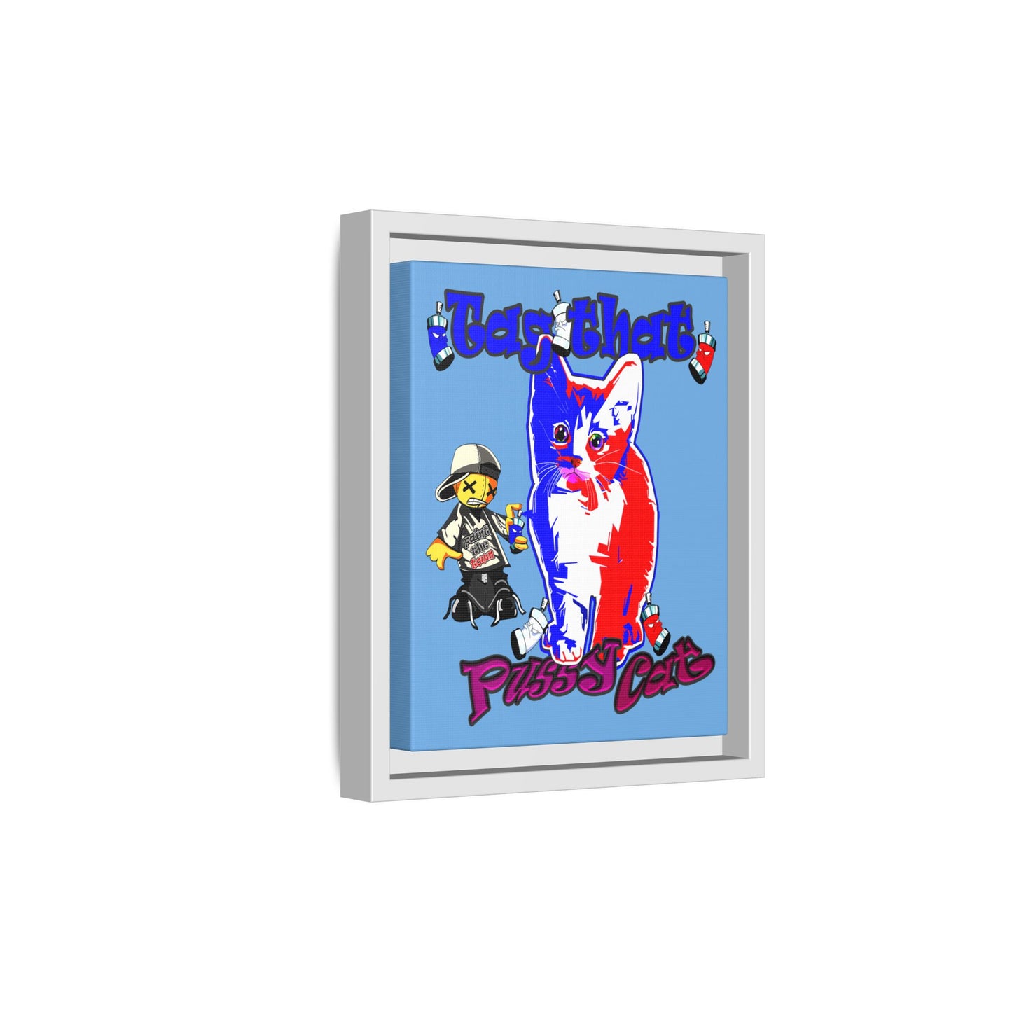 tag that - framed canvas art (light blue)