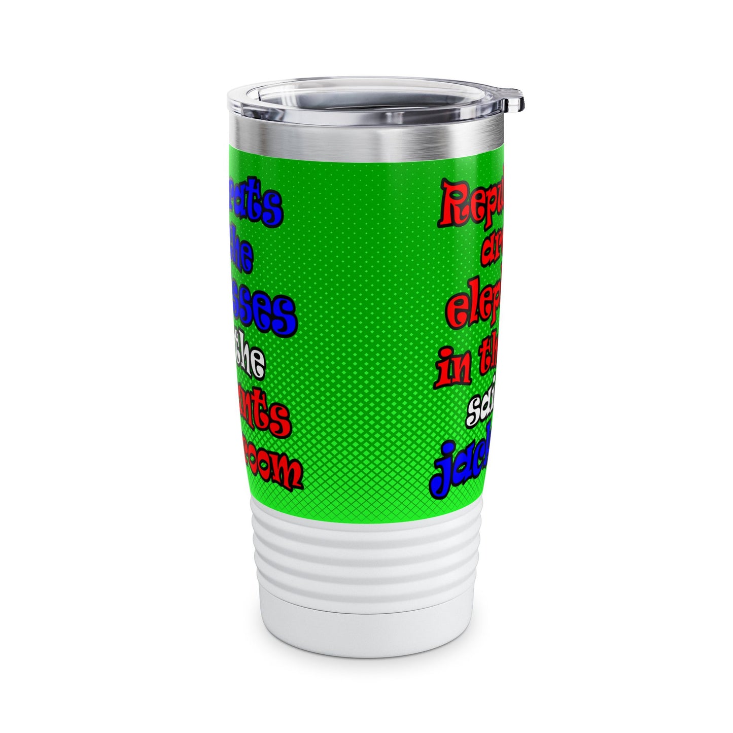 donkeys and elephants - Ringneck Tumbler, 20oz (logo green)