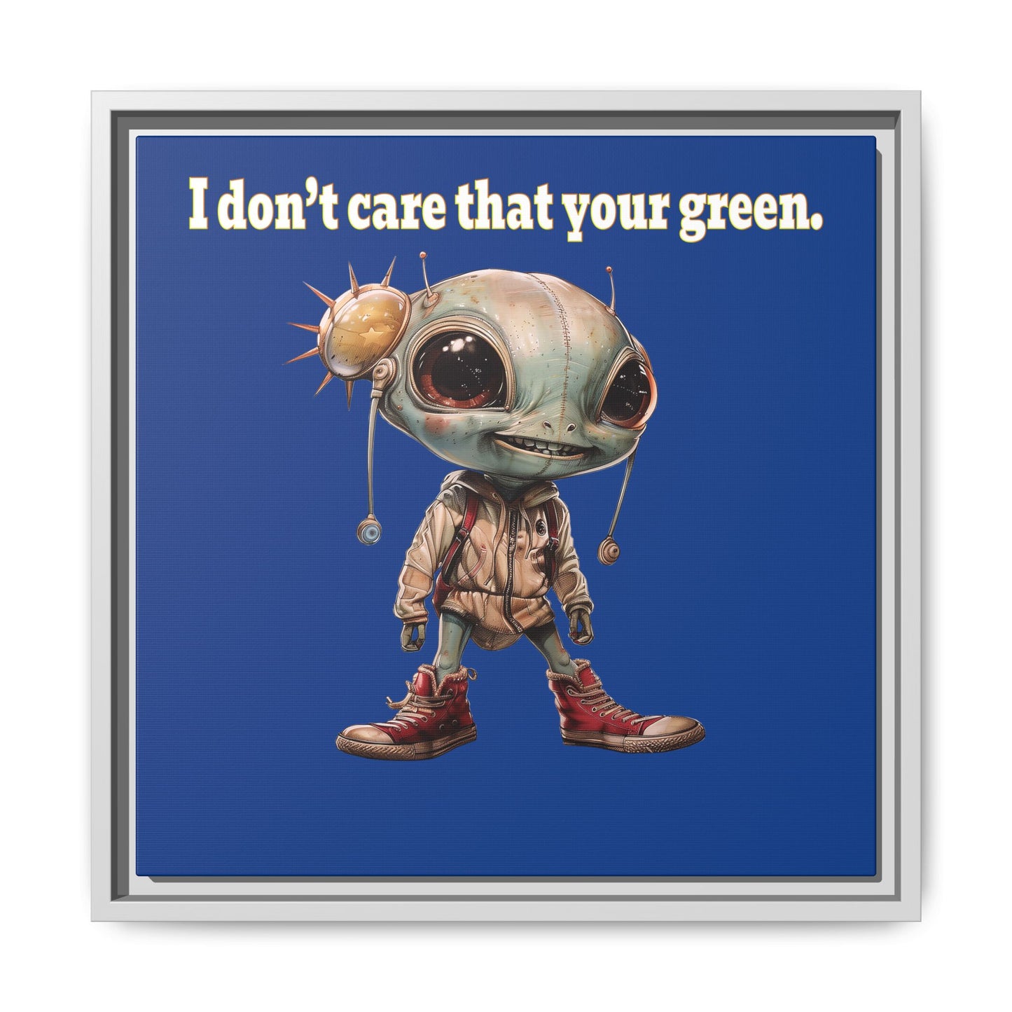 I don't care that your green - framed canvas art (dark blue)