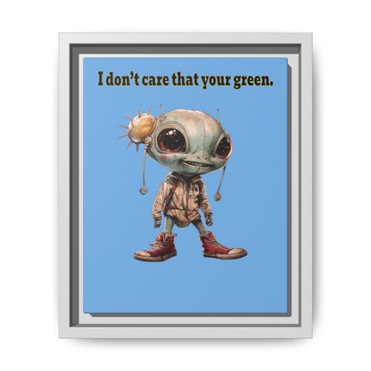 I don't care that your green - framed canvas art (light blue)