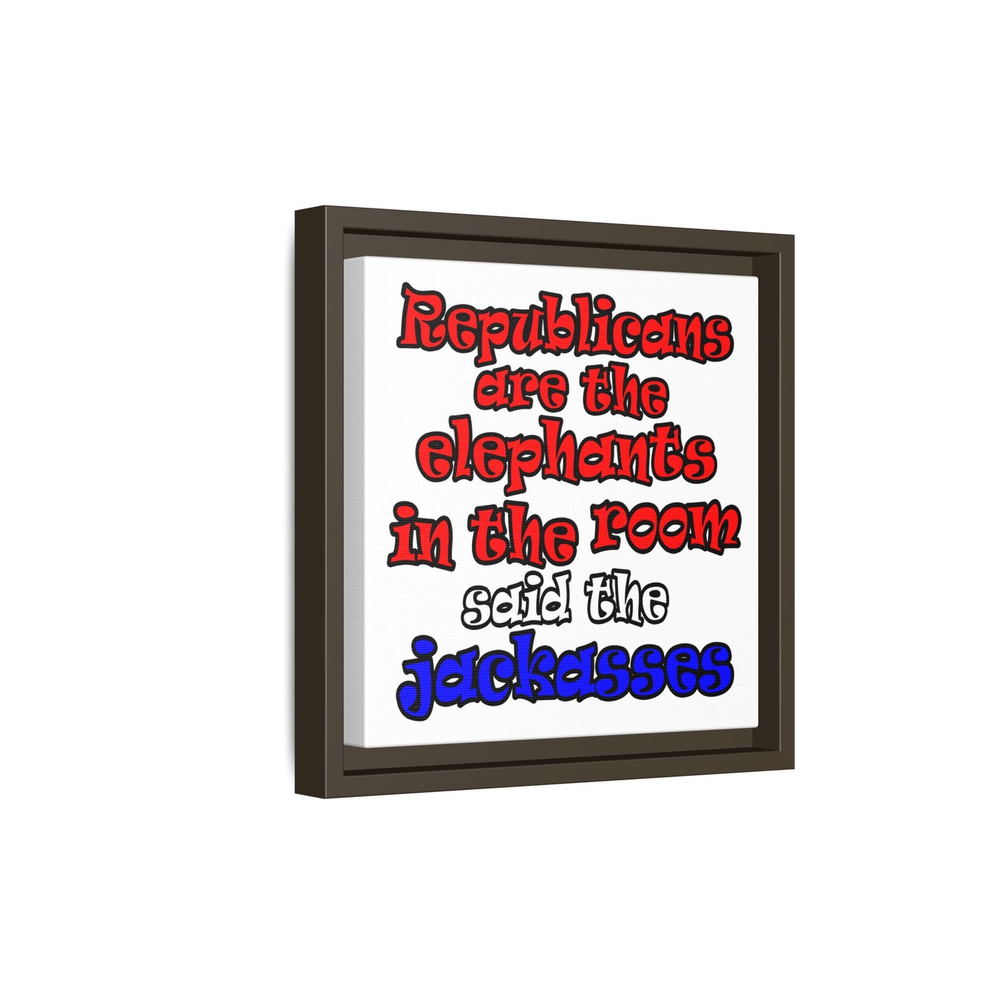 donkeys and elephants - framed canvas art (white)