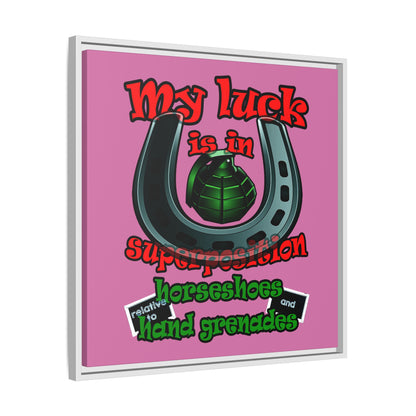 my luck - framed canvas art (light pink)