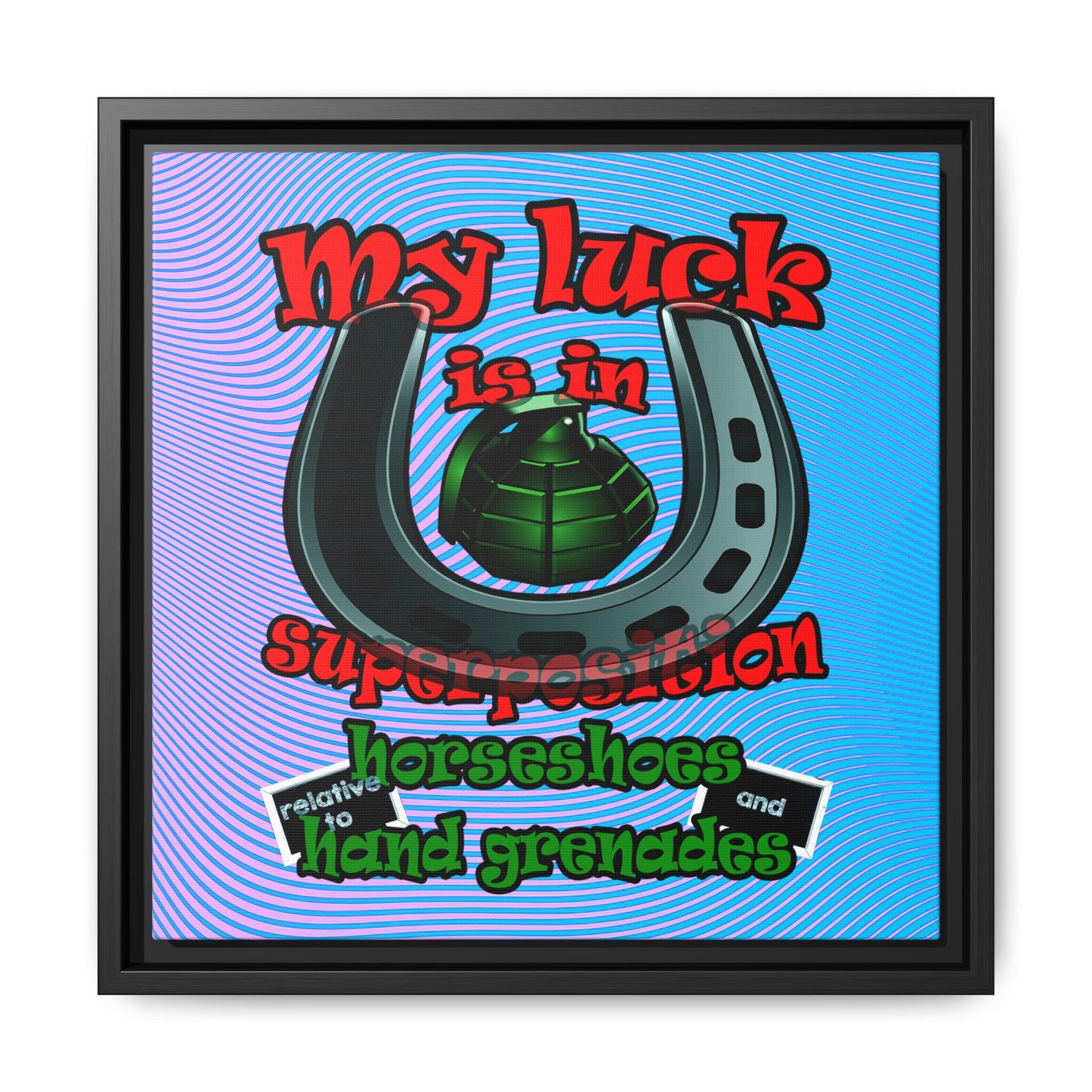 my luck - framed canvas art (light blue-purple wave)