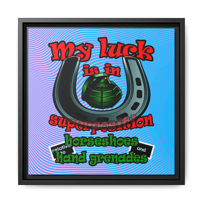 my luck - framed canvas art (light blue-purple wave)