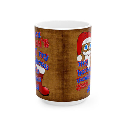 santa's shoes - White Mug (brown papyrus)