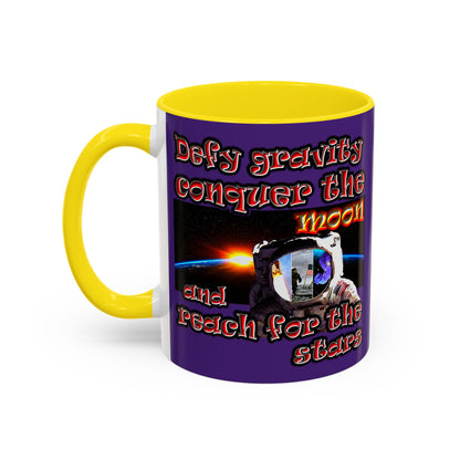 defy conquer reach - Accent Mug (purple)