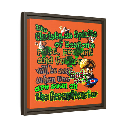 christmas spirits of boston - framed canvas art (orange)