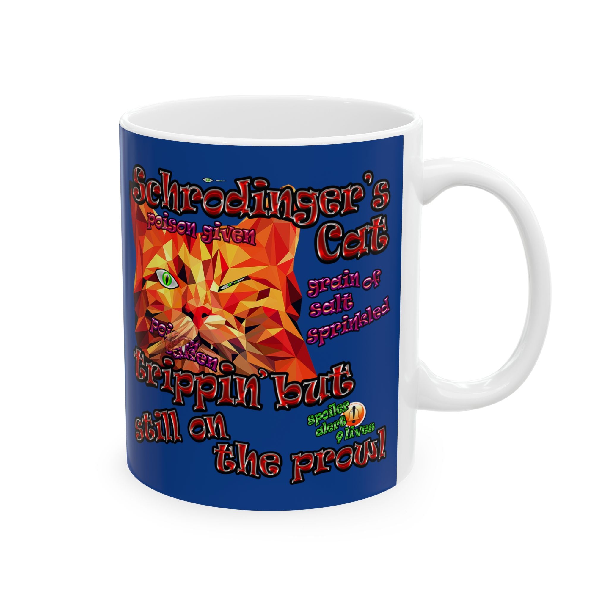 schrodinger's cat - White Mug (dark blue)