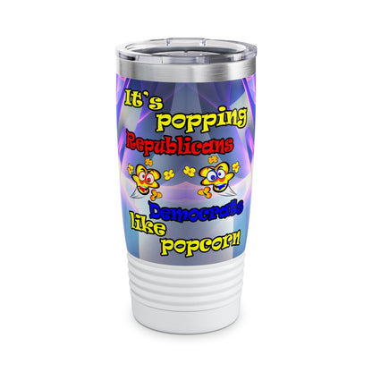 popping like popcorn - Ringneck Tumbler, 20oz (grey-pink wave)
