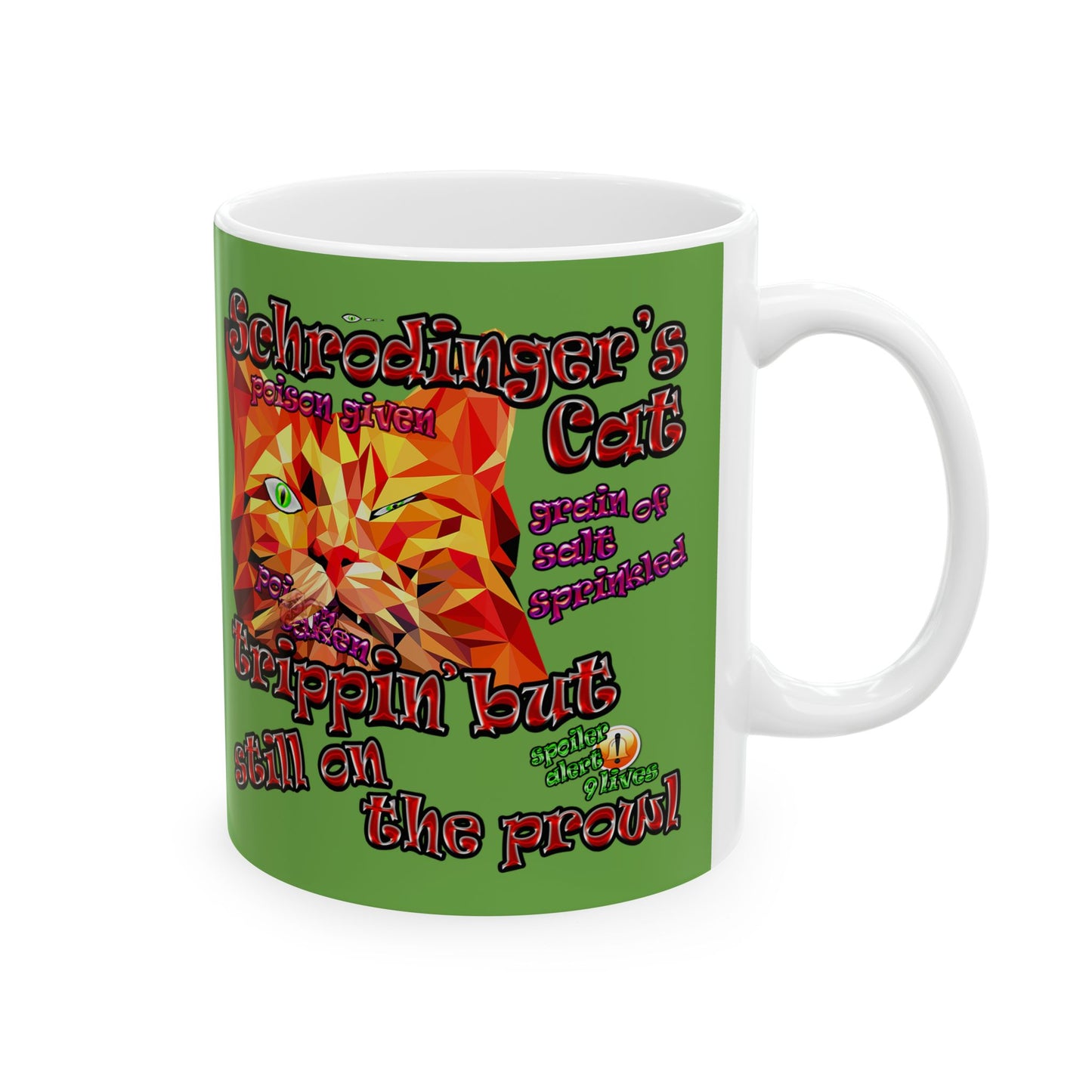 schrodinger's cat - White Mug (green)