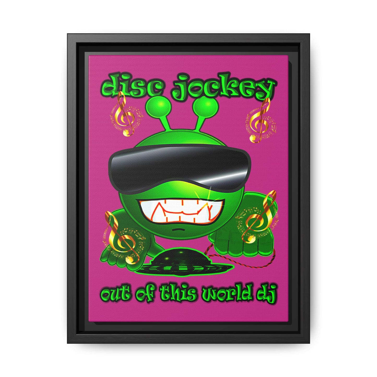 disc jockey - framed canvas art (pink)