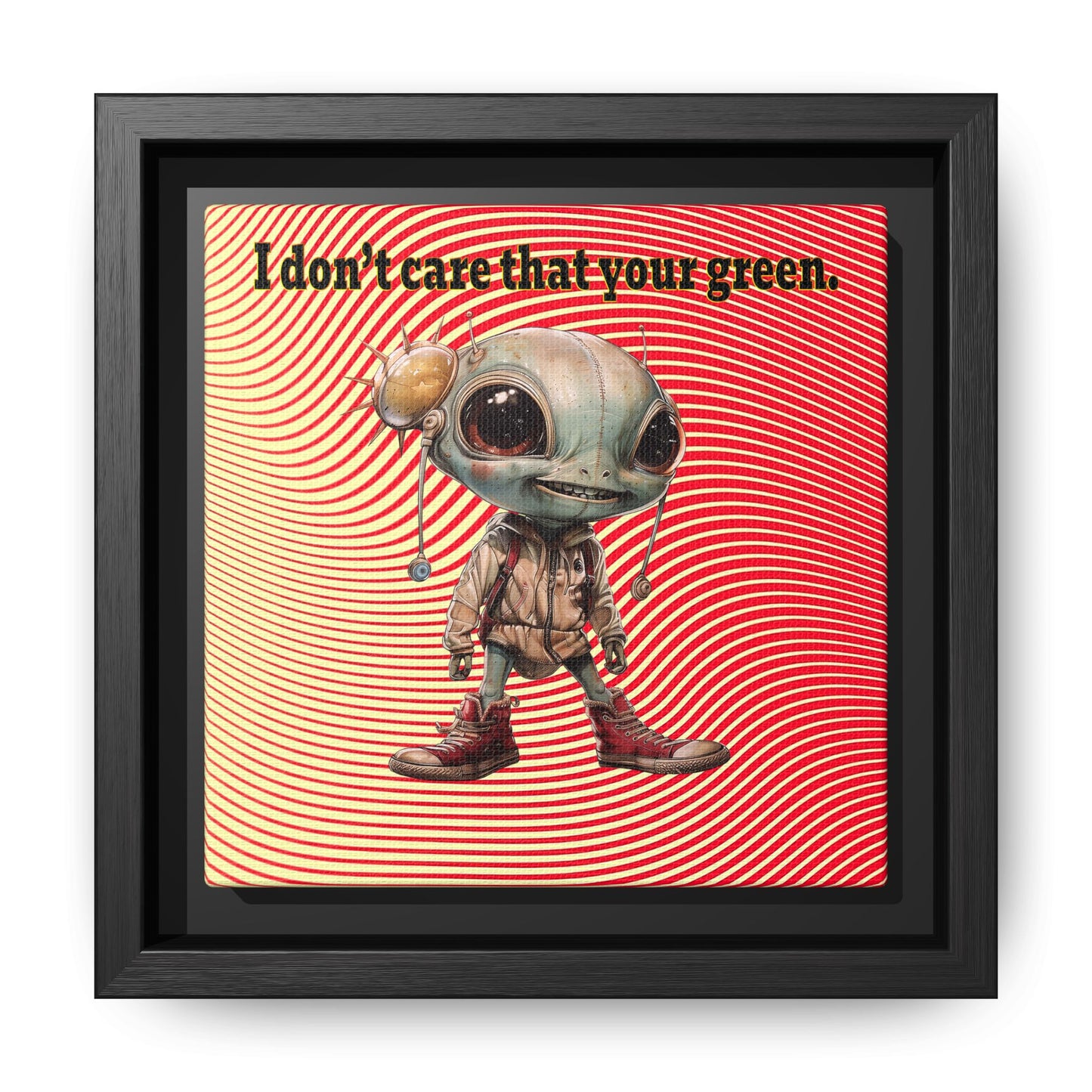 I don't care that your green - framed canvas art (yellow-orange wave)