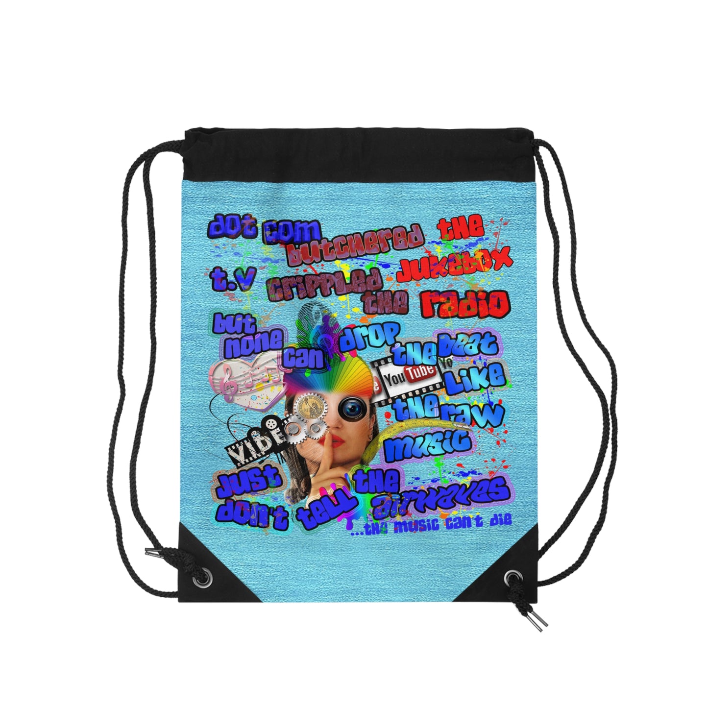 drop the beat - Drawstring Bag (faded blue)
