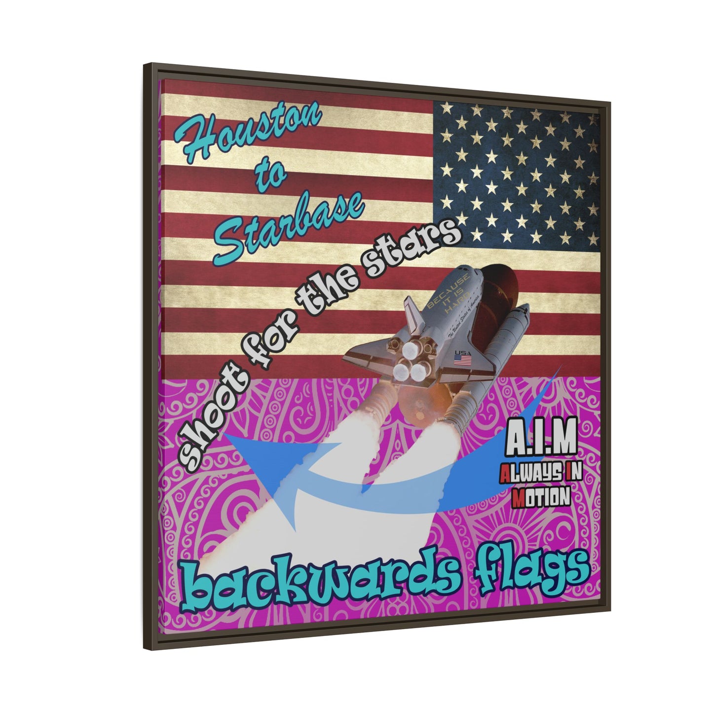 shoot for the stars - framed canvas art (pink swirl)